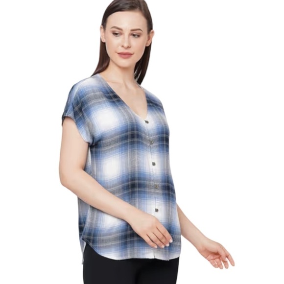 Maurice’s Blue Comfy Check Dolman Sleeve Plaid Button Front Top Women’s XXL - Picture 2 of 13